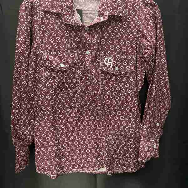 Kids CH Maroon Western Pearl Snap